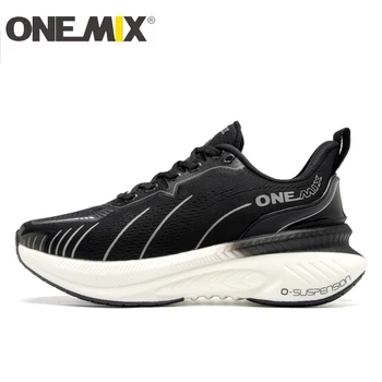 Кроссовки ONEMIX с амортизацией, подходящие для тяжелых бегунов, Спортивная обувь на шнуровке, нескользящие уличные спортивные кроссовки для мужчин