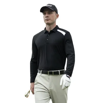 Одежда для гольфа PGM, мужская футболка с длинным рукавом, осенне-зимний спортивный костюм с мячом, контрастная одежда, рубашка-поло, принадлежности для гольфа