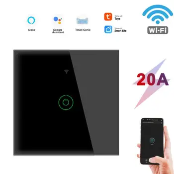 Работа с Google Home И Alexa Wifi Сенсорный настенный выключатель Tuya Switch Smart Switch 20a Умный Дом Умный водонагреватель Переключатель синхронизации