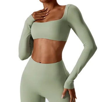Женская одежда для йоги на открытом воздухе с длинными рукавами, спортивная футболка для бега, быстросохнущая облегающая одежда для фитнеса, топы для женщин