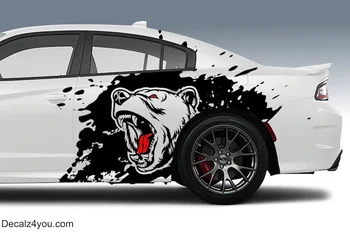 Большая наклейка с изображением сердитого медведя X-Large ВКЛЮЧАЕТ обе стороны.. Наклейка|Деколь Может быть для Charger | Mustang | Challenger | Honda |Hyundai