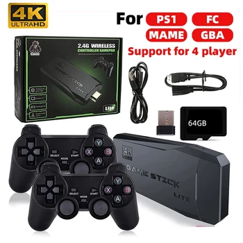 Домашняя игровая приставка 4K HD Plug and Play Game Stick TV с 2 игровыми контроллерами Беспроводная игровая приставка поддерживает более 15000 игр