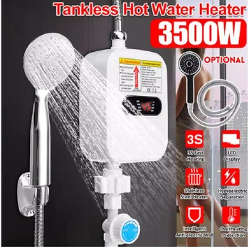 Мини-водонагреватель RX-21,3500 Вт 220 В, электрический Бытовой кран для ванной комнаты без бака, с насадкой для душа, ЖК-дисплей температуры