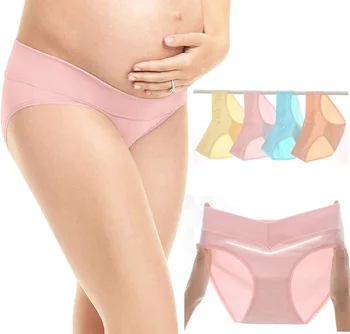 3PK Нижнее белье для беременных под выпуклостью Женские хлопчатобумажные трусики для беременных