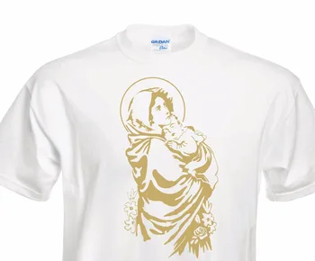 Повседневные Мужские футболки С круглым вырезом, Мужская футболка с принтом, Летняя Дизайнерская Футболка Maria Biebel Holy Heilig Gott Mutter Jesus Virgin, Футболки