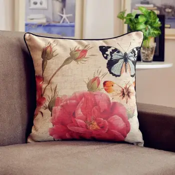 Винтажная наволочка с цветочной бабочкой, цветочная наволочка, льняные наволочки, домашний декор, диванные подушки 45 * 45 см