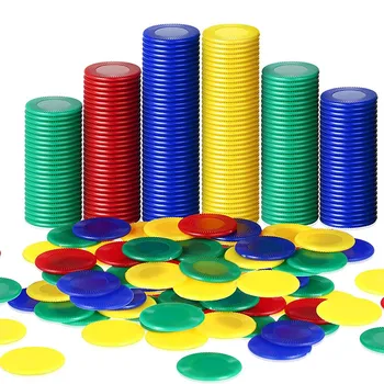 400 штук пластиковых фишек для покера, игровых фишек 4 цвета счетной карточки для игры, подсчитывающей фишки для игры в бинго, 4