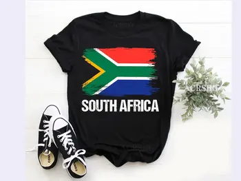Футболки с принтом флага Южной Африки В My DNA Лондон Флаг Соединенного Королевства Женские футболки с графическим рисунком Повседневные винтажные хлопковые кофты