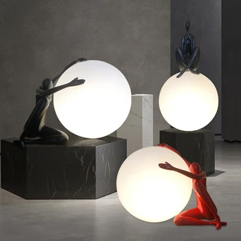 Luces de escritorio de bola redondade Luna, modelo creativo, lámparas de noche para dormitorio, sala de estar