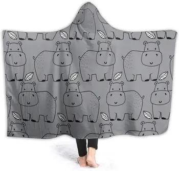 Милое одеяло с капюшоном в виде бегемота, мультяшное одеяло с капюшоном в виде животного, подарок в виде Гиппопотама для малыша, мягкое и удобное, подходит для дивана.