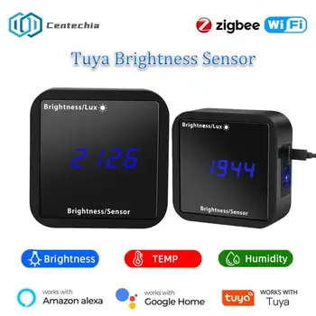 Tuya ZigBee / Wifi Датчик освещенности, умный датчик освещенности, детектор яркости с определением температуры и влажности, умный дом