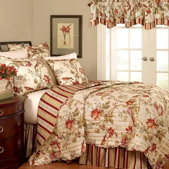 Charleston Chirp Современный фермерский дом с цветочным рисунком, Реверсивное стеганое одеяло из 4 частей, Комплект покрывал, Комплекты одеял, Бесплатная доставка