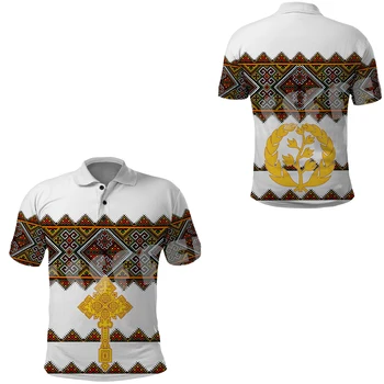 Пользовательское название Эритрея Африка Флаг Страны Племя Ретро Татуировка 3DPrint Летние Повседневные Забавные Рубашки Поло С короткими рукавами Уличная одежда AX3