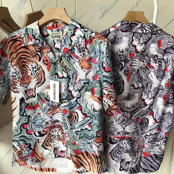 Высокое качество 23SS
 Высококачественная пляжная рубашка WACKO MARIA Для мужчин и женщин, повседневная уличная одежда с рисунком тигра, гавайские футболки Viking