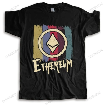 Винтажная футболка Ethereum Для мужчин с короткими рукавами Блокчейн Криптовалюта Футболка с криптовалютой Свободного кроя Футболка из чистого хлопка с графическим рисунком