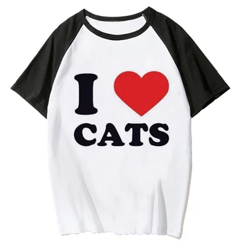 i love cats футболка женская Y2K comic Японская футболка женская забавная аниме одежда