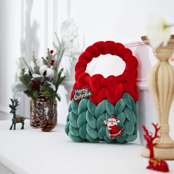 Женская Рождественская тканая сумка-тоут, милая мягкая сумка ручной работы через плечо, клатч для ежедневных путешествий, женская открытая сумка для конфет с мелочью
