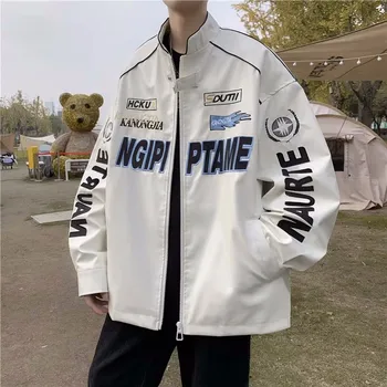 Американская гоночная куртка в стиле панк, мужская осенняя уличная красивая куртка-бомбер, хип-хоп мотоциклетные куртки, пальто с надписью Oversize