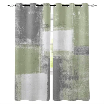 Картина маслом с зеленым шалфеем, Текстурная краска, современные шторы для прихожей, гостиной, спальни, кухни, длинные оконные шторы Cortinas