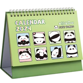 1ШТ Календарь с цветочной пандой на 2024 год Настольный Маленький Календарь для ноутбука Самодисциплинированные Часы План Календарь Нового плана Офисный Настольный календарь