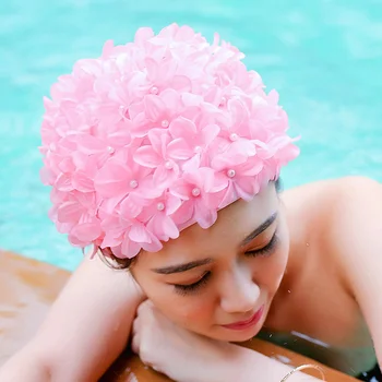 НОВАЯ женская Шапочка для плавания с 3D Лепестками, Шапочка для ванны, Женские Шляпы с цветами для бассейна