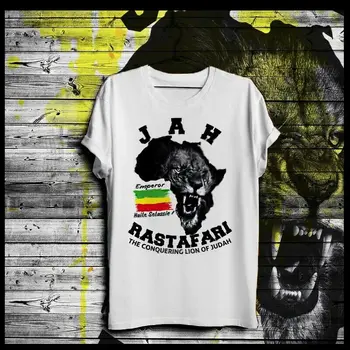 Футболка в стиле регги Jah Rastafari Haile Selassie I Jamaican Rastaman Roots Vibe Med