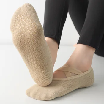 Дышащие Бандажные Носки Для Йоги С Открытой Спиной, Профессиональные Силиконовые Нескользящие Балетные Носки Для Пилатеса, Однотонные Хлопковые Танцевальные Спортивные Носки
