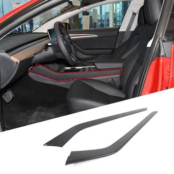 Для Tesla MODEL 3 Модель Y 2021 ABS Карбоновое волокно Центральный пульт автомобиля Боковая накладка Рамка Накладка Наклейка Автомобильные Аксессуары