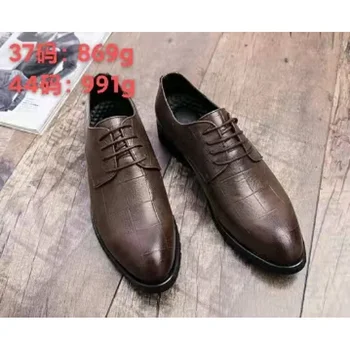 Британские деловые мужчины, обувь из мягкой кожи, Корейская Модная Рабочая Мужская обувь на шнуровке с круглым носком, Черная обувь Tide