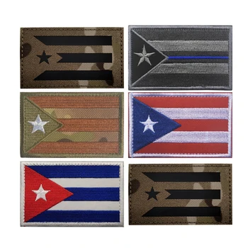 Нашивки с вышивкой Пуэрто-Рико, значки, Эмблема военной армии 8 * 5 см, аксессуар, крючок и петля, Тактический Национальный флаг страны, государства