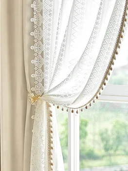 Французские шторы Затемняющая занавеска для гостиной в кремовом стиле, удобные, приятные для кожи занавески для спальни, Роскошная элегантная занавеска IG