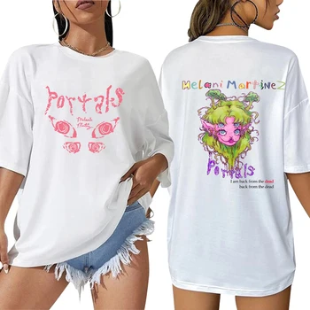 Женский летний модный топ, повседневные топы, футболка, женские порталы, оверсайз, большие размеры, футболка Melanie Martinez в стиле ретро Y2K (размер Ес)