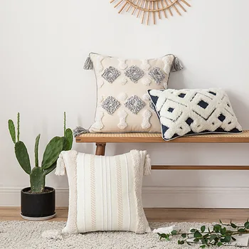 Домашние декоративные тканые наволочки с кисточками в стиле бохо, роскошная подушка в стиле макраме в стиле бохо, хлопковая наволочка для домашнего декора