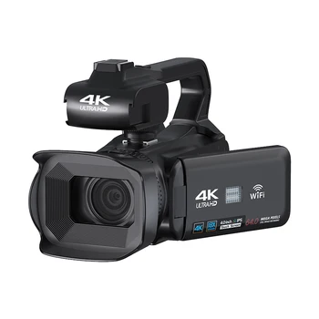 Камера видеомагнитофона 4K, 64-мегапиксельная видеокамера с поворотным 4,0-дюймовым сенсорным экраном, Профессиональная цифровая камера