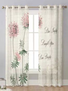 Цветок Мимозы Ретро Прозрачные шторы для гостиной, закрывающие окно, Прозрачная вуаль, тюлевая занавеска, шторы Cortinas для домашнего декора