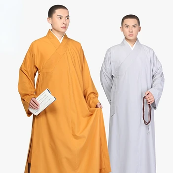 Длинные одежды для буддизма Одежда монаха Традиционная китайская буддийская одежда для взрослых мужчин Халат для медитации Хайцин