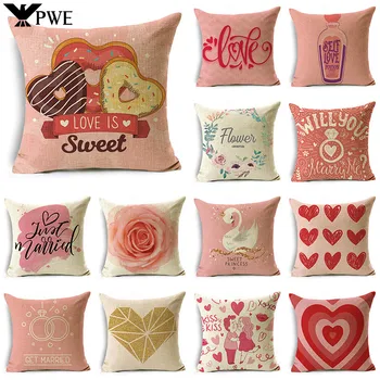 Коллекция WZH на День Святого Валентина, украшение чехла для подушки с рисунком розового сердца, автомобильный диван, наволочка для гостиной 40 см / 45 см и 50 см