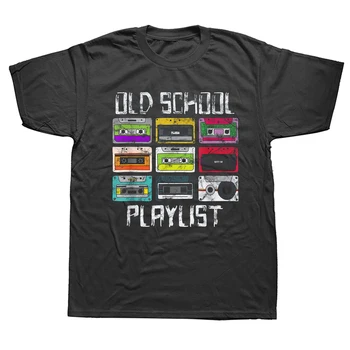 Забавная футболка, мужская кассетная музыка, ретро-олдскульный плейлист 80-х, Футболки, женская хлопковая уличная одежда, Подарочная футболка с коротким рукавом