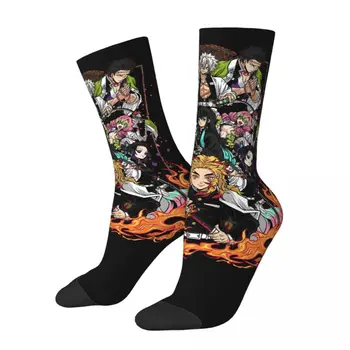Happy Funny Мужские компрессионные носки Hashira Vintage Harajuku Demon Slayer Magic Battle Blood Аниме Хип-хоп повседневные носки Crew Socks