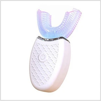 Зубная щетка U-типа с силиконовой головкой, звуковая электрическая зубная щетка с интеллектуальной зарядкой на 360 градусов, водонепроницаемое отбеливание зубов