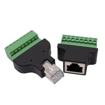 удлинитель сетевого кабеля 2шт 8P8C Разъем RJ45-розетка к 8-контактной клемме Без пайки Зеленая клемма сетевой проводки