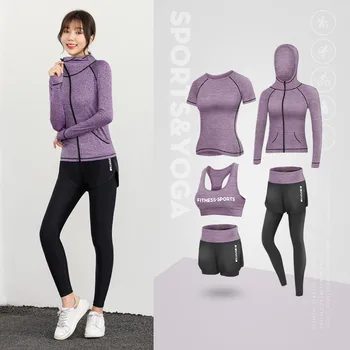 новый модный женский комплект для йоги, 2/5 шт., женский спортивный комплект одежды для бега, быстросохнущая спортивная одежда для фитнеса, одежда для спортзала