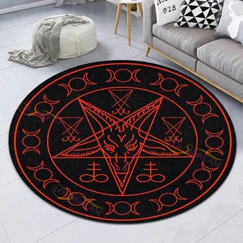 Готический сатанинский коврик для пикника, йоги, молитвы, круглый ковер, коврики для спальни, коврик для домашних животных, черный ковер, домашний декор, ковер для гадания