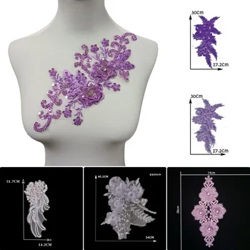 Оптовые продажи 1-10 штук фиолетовой полиэстеровой марли с вышивкой в один цветок, бусин для ногтей, декоративных аксессуаров для шитья своими руками, кружев
