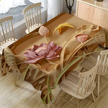 3D скатерть с резными цветами, водонепроницаемая скатерть для обеденного стола, Прямоугольная крышка для чайного столика, коврик для пикника, домашний декор