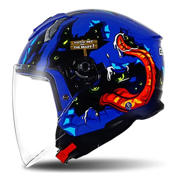 M-2XL Синий Язычок С Открытым Лицом Байкерский Шлем Износостойкое Снаряжение Для Мотокросса Дышащая Защита Головы От Падения Мотоциклетный Шлем