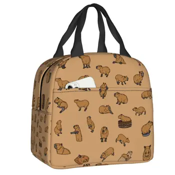 Милые капибары, термоизолированные сумки для ланча, женская сумка для ланча с животными, Многоразовая сумка для ланча на открытом воздухе, для кемпинга, для хранения еды в путешествиях, коробка для бенто