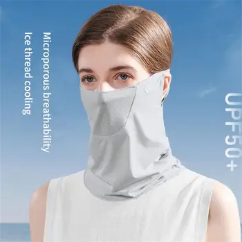 Солнцезащитная маска из ледяного шелка Для женщин и мужчин, летняя быстросохнущая маска для лица с защитой от ультрафиолета, Дышащая защита шеи, повязка на голову, шарф для ушей