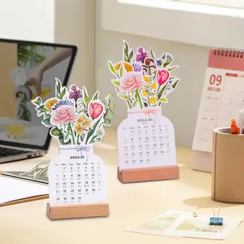 2024 Креативные Цветы Настольный Календарь В форме Вазы Новогодний Календарь Планировщик Новогодний Календарь Украшение рабочего стола в гостиной