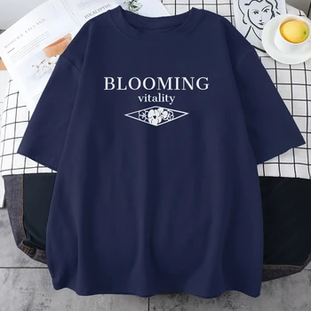 Мужские футболки с надписью Blooming Vitality, Летняя Уличная повседневная футболка, футболка Роскошного бренда, Корейская модная одежда для мужчин.